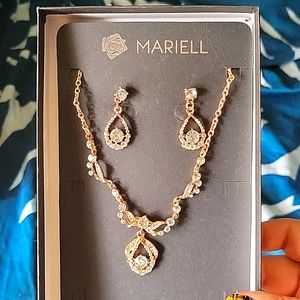 Mariell Rose Gold Rose Gold Vintage-Style Crystal Necklace and Earrings Set